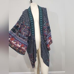 Flying tomato embroidered paisley boho kimono womens‎ small  shawl artsy hippie